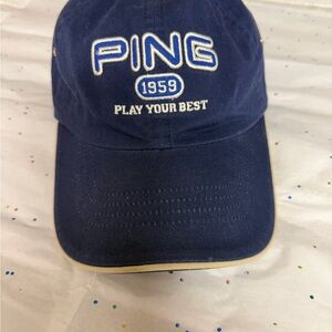 🔥 VINTAGE 90s PING Golf Hat | Navy & Gold "Play Your Best"